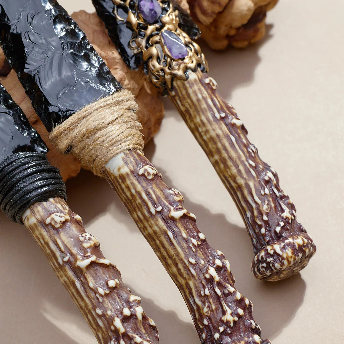 1PC Crystal Obsidian model | Natural Stone Model Knife | Polished Unbladed Craft | Crystal Decorative Art Not a real
