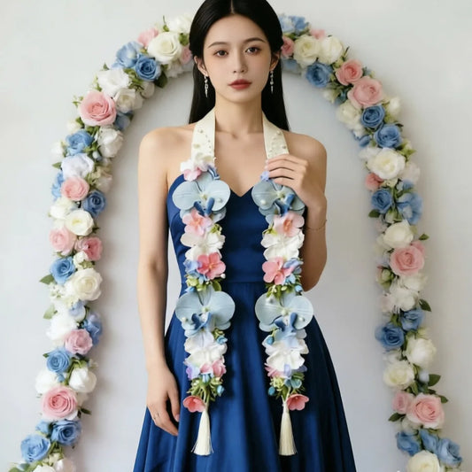 Handmade Satin Flower Shawl Student Graduation Sash, Artificial Flowers Graduation Bouquet Graduation Gift for Wedding Birthday