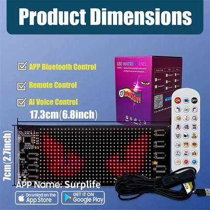 LED Matrix Panel Rolling Advertisement LED Sign with AI APP Remote Programmable Logo Light for Car Shops Offices Restaurants
