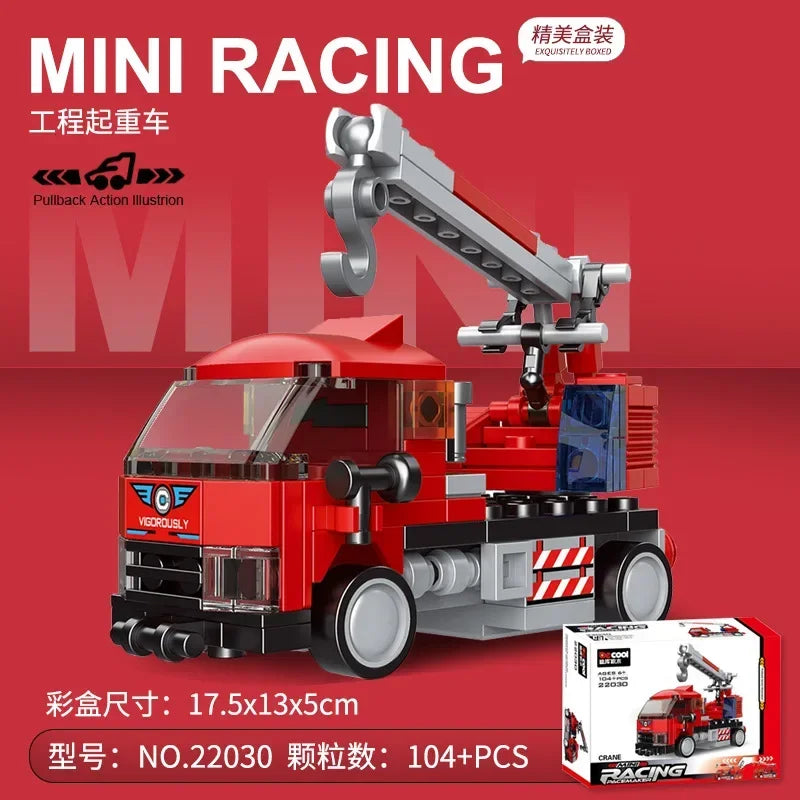 Racing Car Bus Engineering Vehicle Ambulance Pull Back Model Building Blocks Brick Toys Children Boys Compatible With Lego