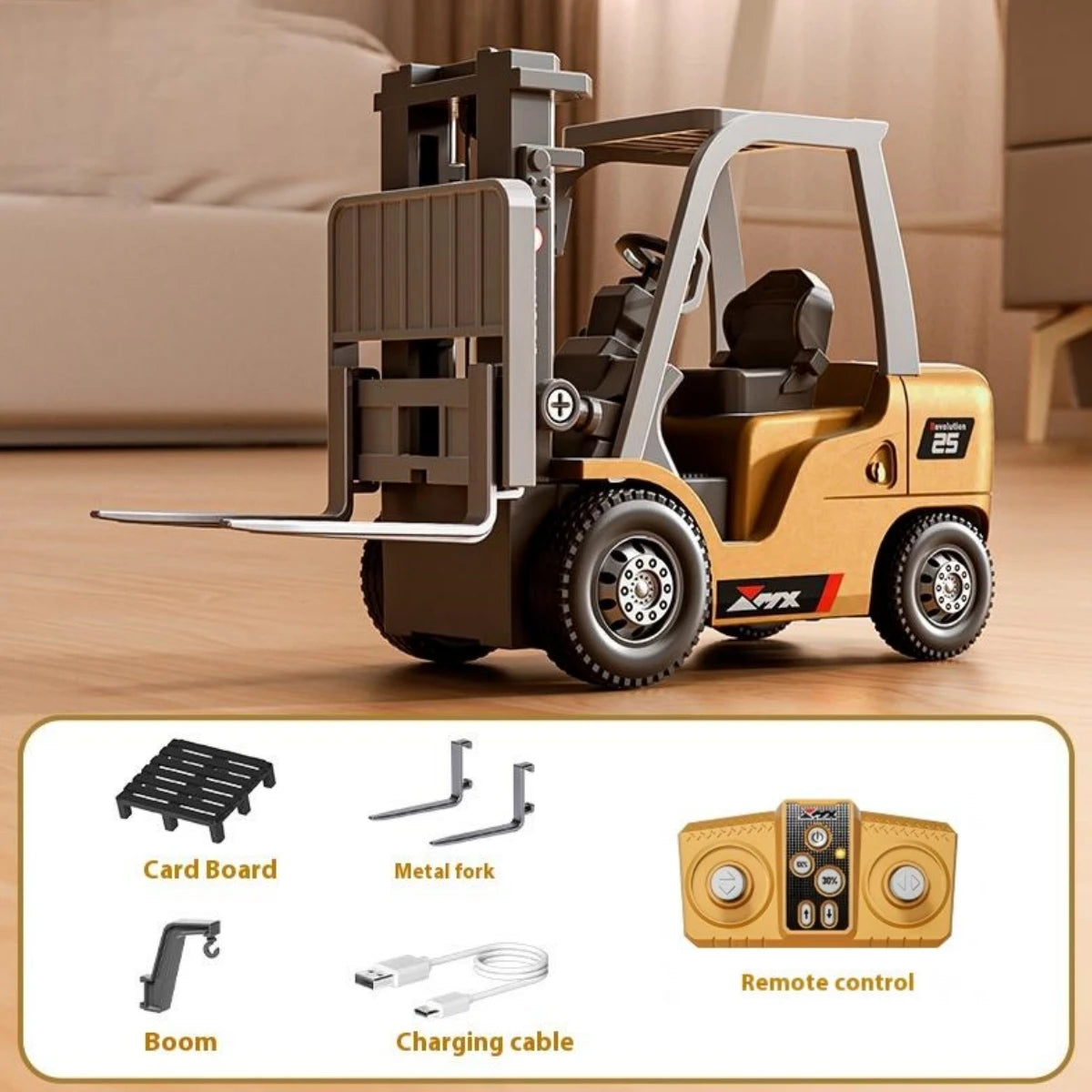 2.4G 1:64 Desktop RC Forklift Alloy Mini Tabletop Remote Control Forklift Engineering Vehicle Toys Model Gift for Boys