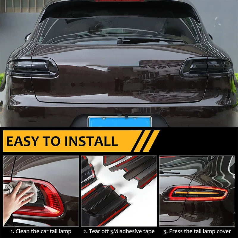 For Porsche Macan 2014-2017 ABS Smoke Black Car Rear Light Hoods Cover Trim Tail Lamp Rear Turn Signal Sticker Auto Accessories