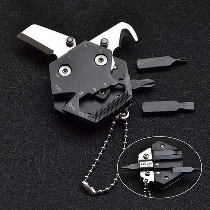 Keychain Screwdriver Multifunctional Hexagon Coin Outdoor EDC Tool Folding Knife Pocket Mini Multitool Coltello Gear Pee Gadgets