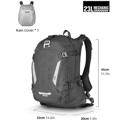 Rhinowalk Motorcycle Backpack 23L MOLLE Helmet Carry Riding Bag Rain Cover Reflective Logo Motocross Motorbike Storage Luggage