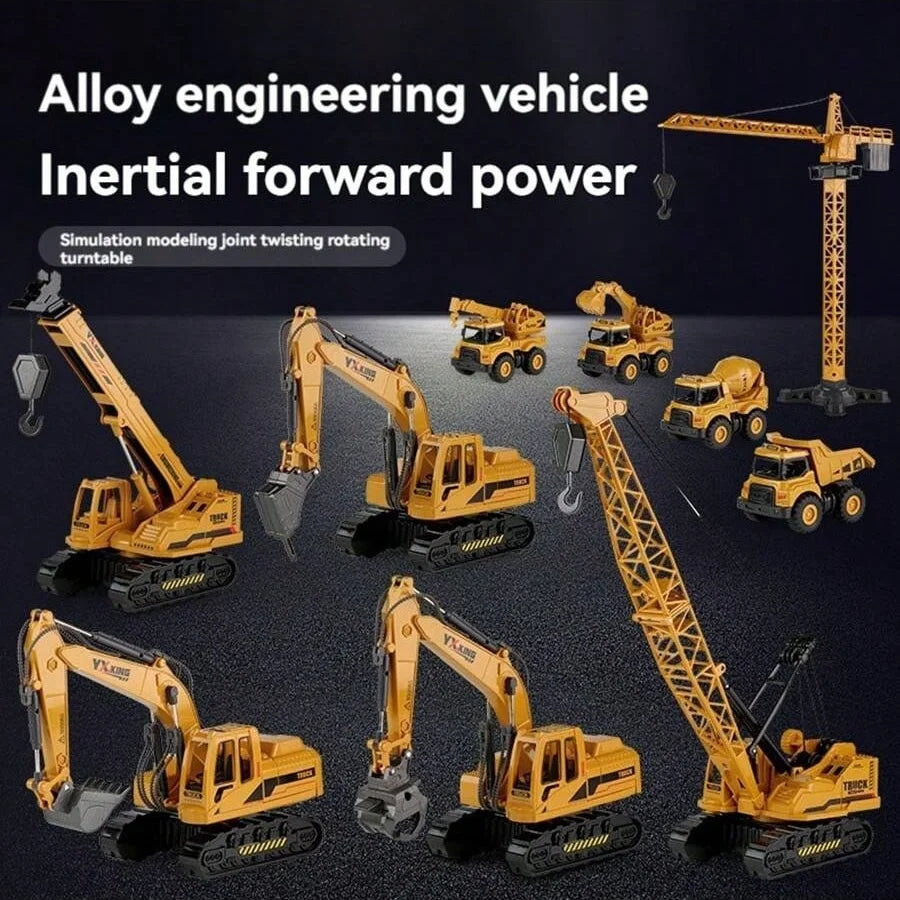 Simulation Alloy Excavator Toy 1:24 Scale Inertia Engineering Vehicle Kids Boys Birthday Gift