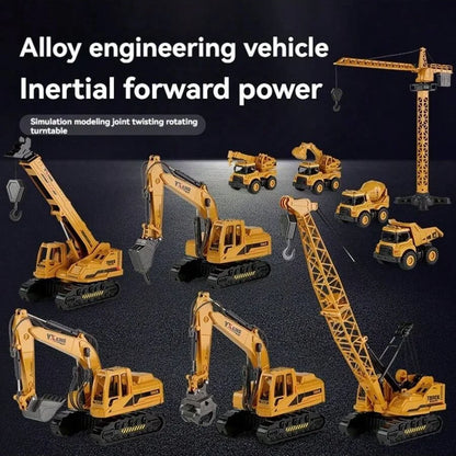 Simulation Alloy Excavator Toy 1:24 Scale Inertia Engineering Vehicle Kids Boys Birthday Gift