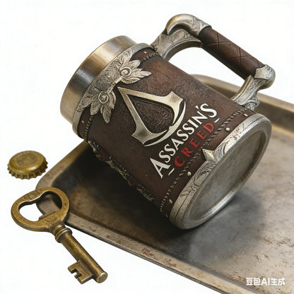 Assassin's Creed Large Capacity Beer Mug Game-Themed Stainless Steel Resin Drinkware Creative Collectible Gift for Fans