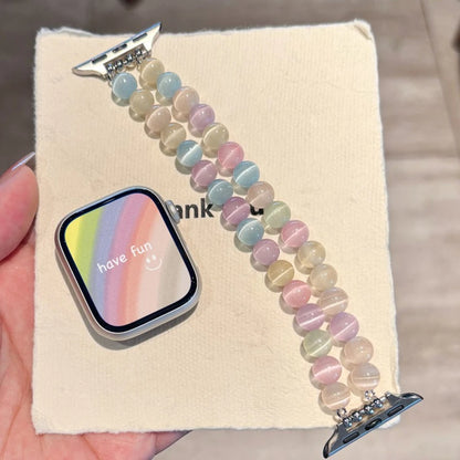Strap For Apple Watch Band S11/10/9/8/7/SE/Ultra IWatch 49/46/45/44/42/41/40/38mm Fashion Rainbow Energy Stone Elastic Bracelet