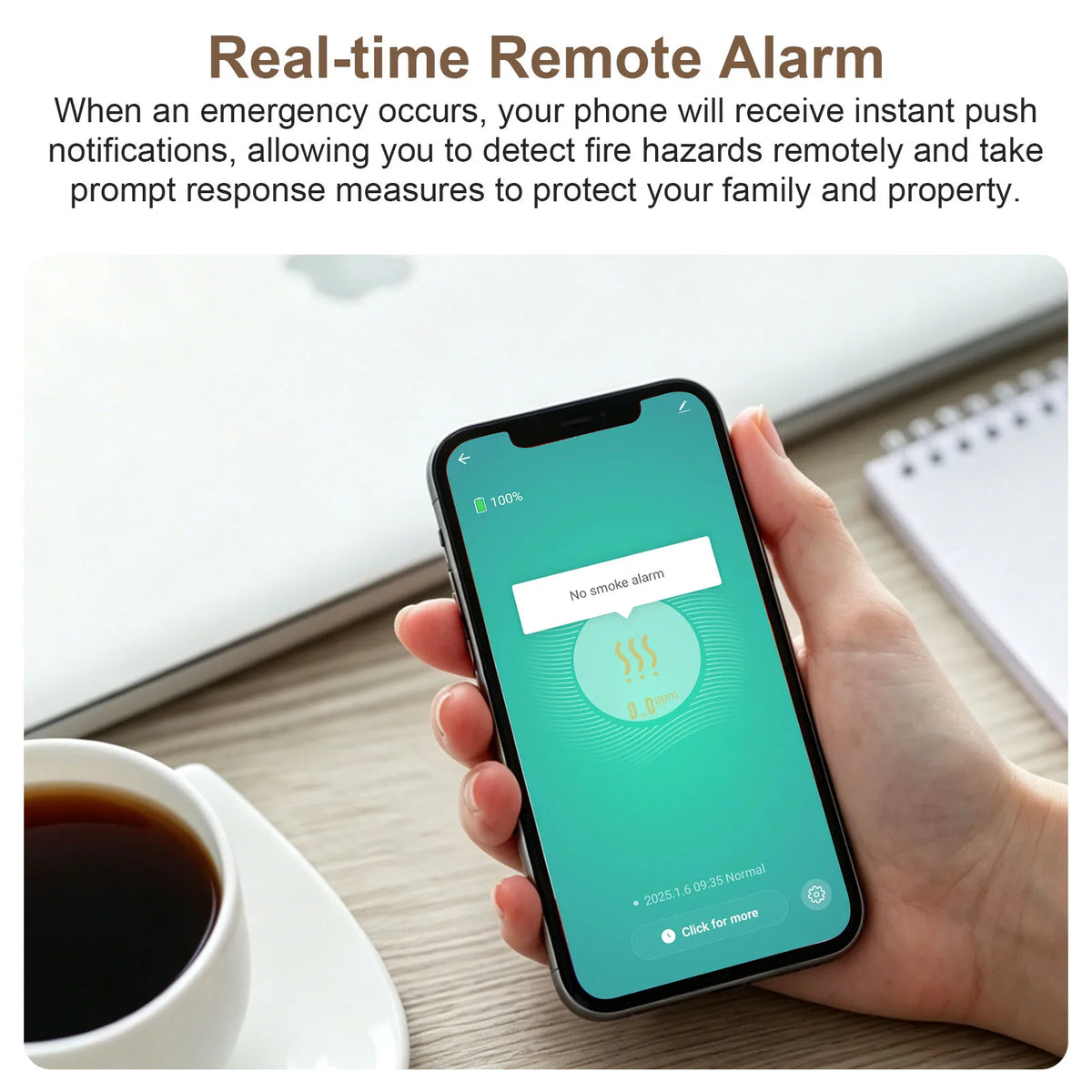 ZigBee WiFi Smart Smoke Detector Alarm, Works with Tuya Smart Life App Compatible Fire Sensor for Home Security, App Alerts