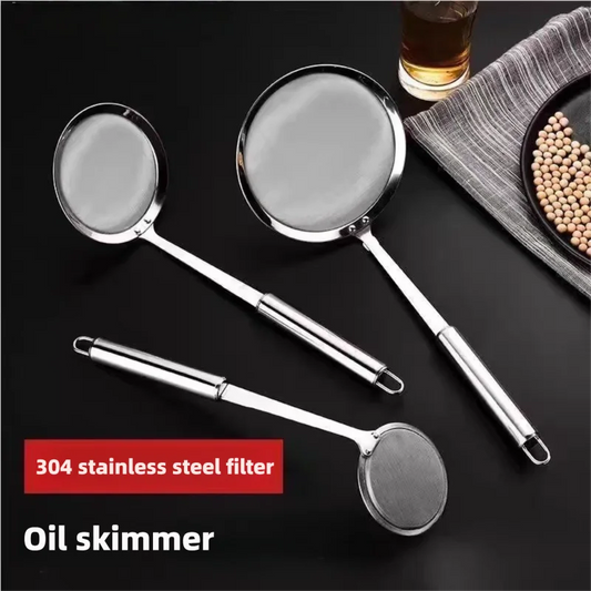 Filter Scoop Stainless Steel Fat Skimmer Spoon Fine Mesh Strainer Food Strainer With Handle Kitchen Oil Skimmer Strainer