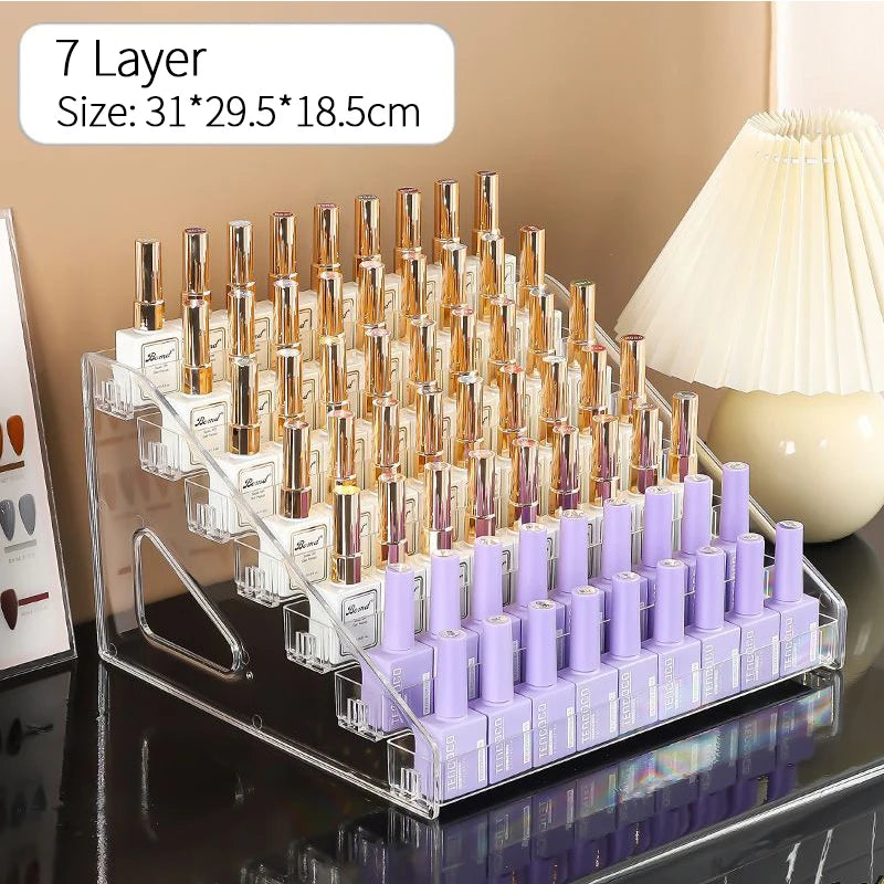 Clear Acrylic Nail Polish Display Stand Multi-layer Plastic Storage Rack UV Gel Shelf Quick Install Cosmetic Manicure Storage
