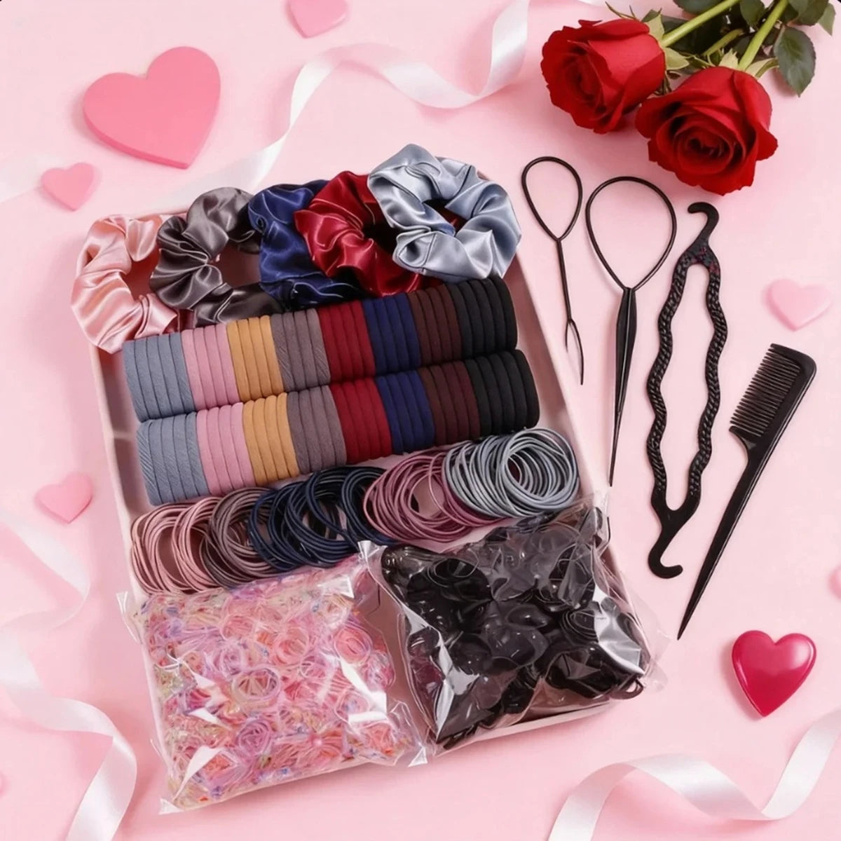 1109 Pieces of Fashionable and Simple Hair Tie Set, Fresh and Simple Hair Accessories for Women, Suitable for Campus Wear, Everyday Versatile, Gift for Friends