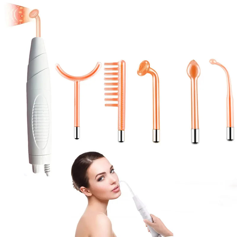 5in1 High Frequency Face Wand Improve Skin Elasticity Portable Handheld High Skin Therapy Wand Machine Neon Argon
