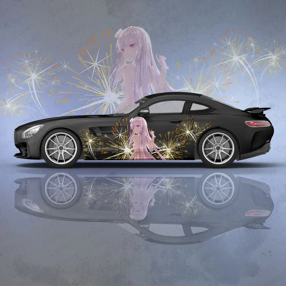 Emilia Re Zero Anime Girl Car Body Stickers Anime Itasha Car Side Decal Sticker Car Body Sticker Car Body Decoration Stickers