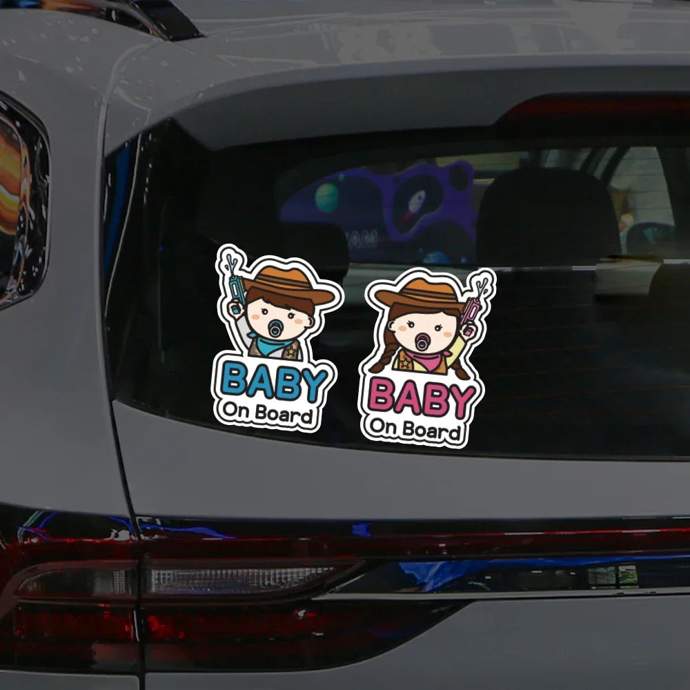 Baby on Board Car Sticker Creative Cartoon Cute Warning Sign Safety Vinyl Decal Auto Rear Window Windshield Decor Accessories