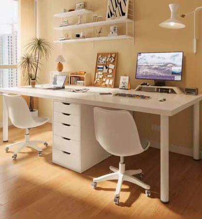 Tribesigns   Two Person Computer Desk With 5 Drawers Study Writing Table Workstation Modern Simple Double Computer Desk