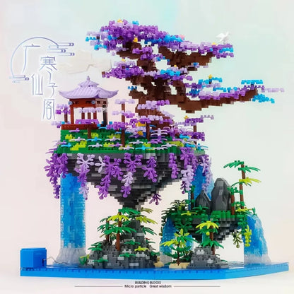 Chinese Ancient Architecture Peach Blossom Pond Castle Model Building Block DIY MINI Diamond Bricks Birthday Gift Children's Toy