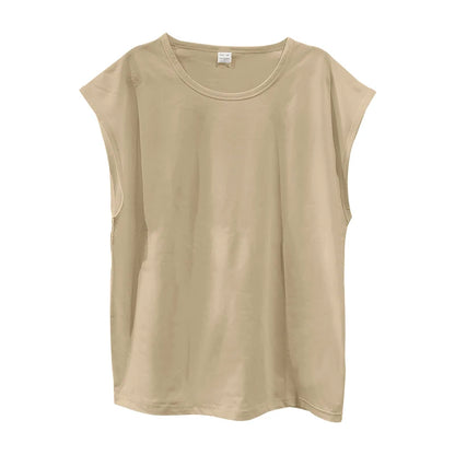 Independent Station 24 Cross-Border Men's Summer New Sleeveless T-Shirt Youth Casual Loose Solid Color Thin Shoulder T-Shirt Spo