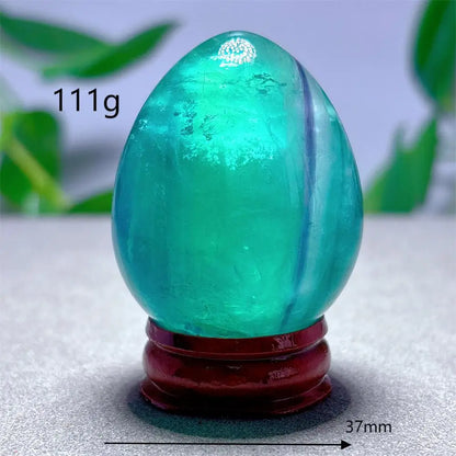 Rainbow Fluorite Egg Crystal Natural Stone Quartz Minerals Home Decoritems Reiki Gifts Energy Healing Luck Love Garden +Stand