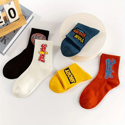 Unisex Soft Cotton Graphic Crew Socks Breathable Funny Casual Athletic Streetwear Socks for Daily Wear with Sneakers