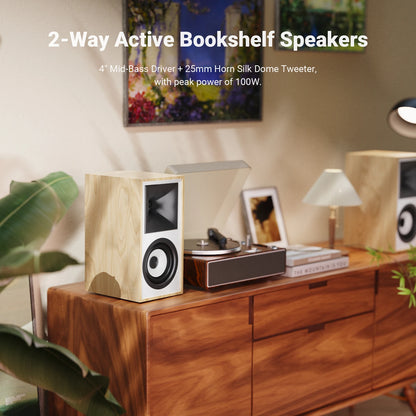 AIYIMA S4000 Studio Monitor Speaker 40WX2 Bluetooth 5.0 Balanced RCA/XLR Input Subwoofer Output Wood Active Bookshelf Speakers