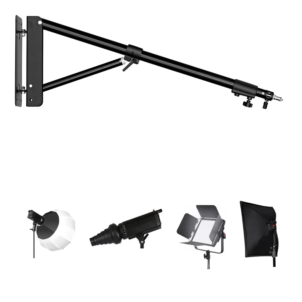 Wall Mount Boom Arm for Photography Studio Video Strobe Lights Max Length 53.9 inches /137 cm  Horizontal and Vertical Rotatable