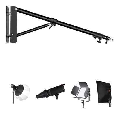 Wall Mount Boom Arm for Photography Studio Video Strobe Lights Max Length 53.9 inches /137 cm  Horizontal and Vertical Rotatable