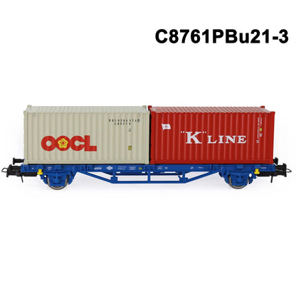 Evemodel Model Railway HO Scale 1:87 Flat Car with Container 20ft 40ft Shipping Cargo Box Lot C8761