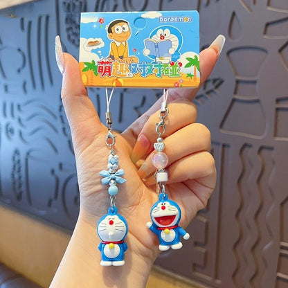 2PCS Hot Cartoon Doraemons Series Mobile Phone Chain Creativity Exquisite Cute Backpack Keychain Boys and Girls Gifts