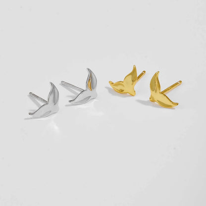ANDYWEN 925 Sterling Silver Gold  Fish Tail Stud Earring Clips Piercing Pendiente Women luxury Fine Jewelry Simple Jewels