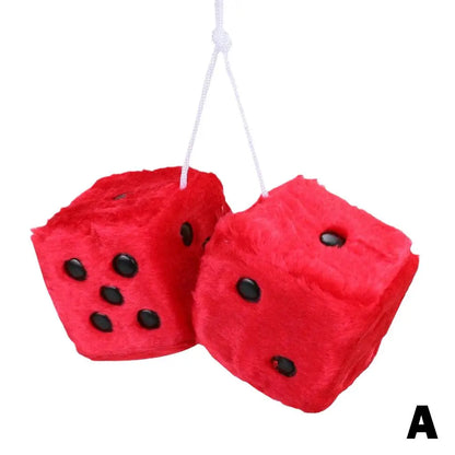 Big Long Hair Hot Stamping Dot Dice Plush Toy Cube Pendant Car Ornament Sieve Anime Car Decoration Accessories Auto Pendant
