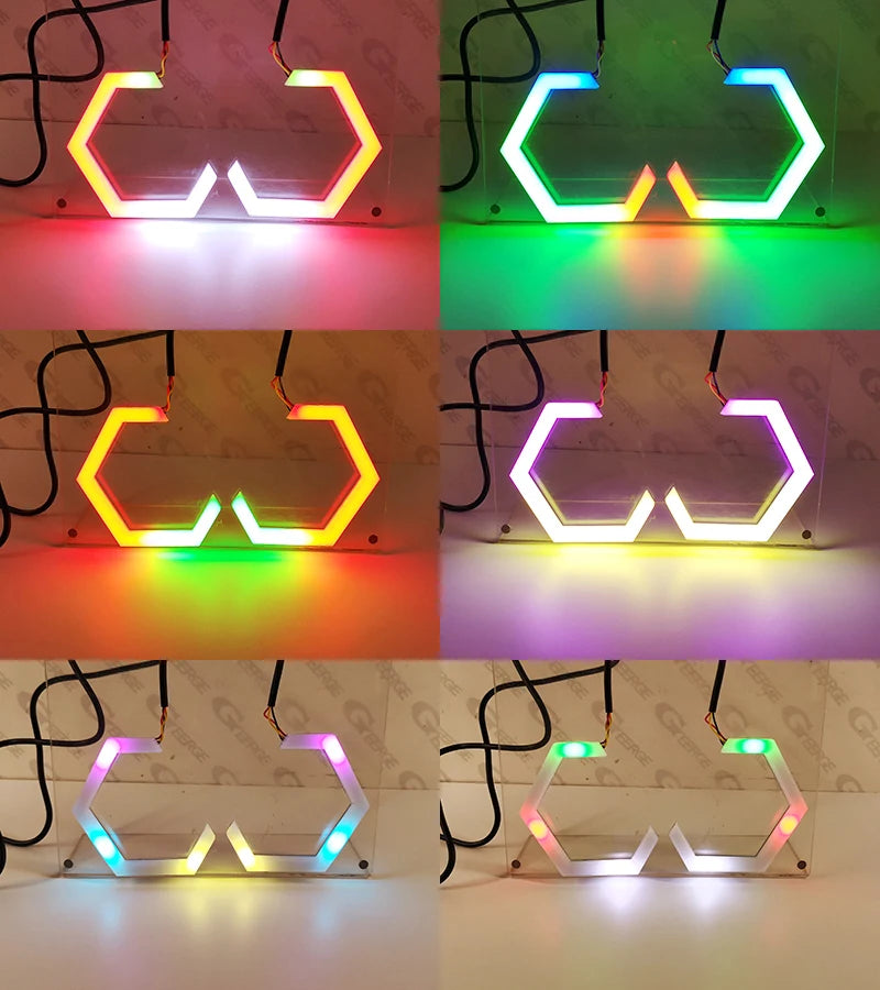 For Nissan 350 370 Z 350Z 370Z Z33 Z34 BT App RF Remote Control Ultra Bright Hex LED Halo Multi Color RGB Angel Eyes Rings Light
