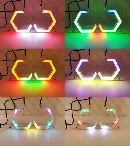 For Nissan 350 370 Z 350Z 370Z Z33 Z34 BT App RF Remote Control Ultra Bright Hex LED Halo Multi Color RGB Angel Eyes Rings Light