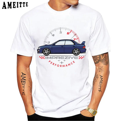 Summer Men's Short Sleeve Impreza WRX STI Classic Car Race T-Shirt Harajuku Drive JDM White Casual Boy Tees Hipster Cool Tops