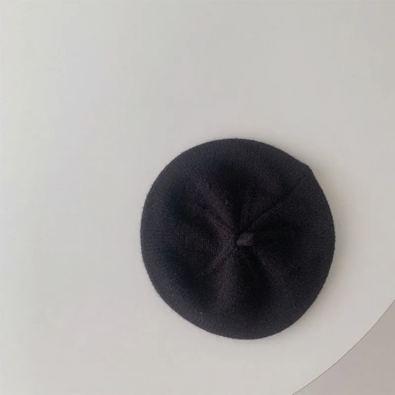 Beret Children's Stylish Hat Spring and Autumn Korean Version Boys and Girls Baby Candy Color Knitted Hat Cute Wool Painter Hat