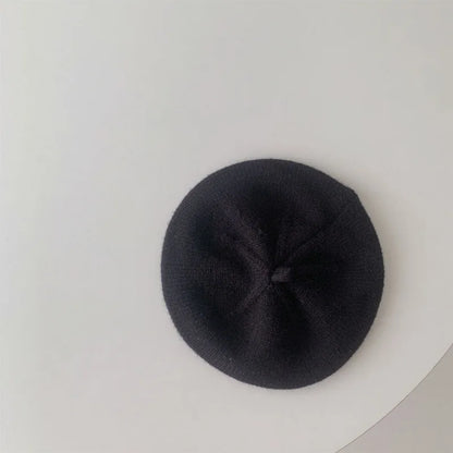Beret Children's Stylish Hat Spring and Autumn Korean Version Boys and Girls Baby Candy Color Knitted Hat Cute Wool Painter Hat