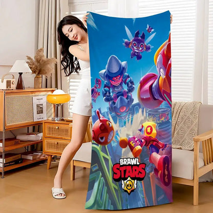 Game B-rawl Game S-Stars Anime Microfiber Printed Beach Towel Mountain Climbing Yoga Beach Swimming Running Absorbent Soft Towel