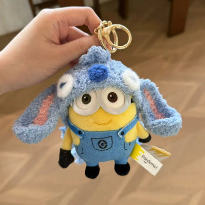 Genuine Cute Little Yellow Minion Bob Backpack Pendant Cartoon Plush Doll Keychain Bag Doll Decoration Birthday Gift