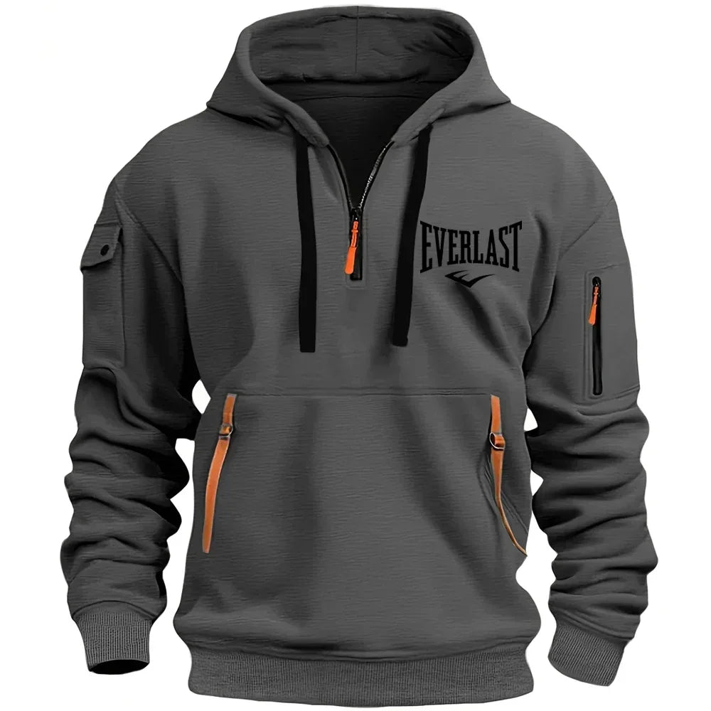 2026 Latest Men's Printed Hoodie Casual Retro Sports Pullover Harajuku Zipper Long Sleeved Multi Pocket Casual Loose Jacket