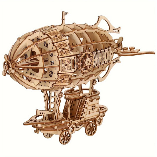 New 3D Wooden Airship Mechanical Model Kit - Adult Puzzle, Handmade Assembly, Christmas Halloween Gift, Home Decoration