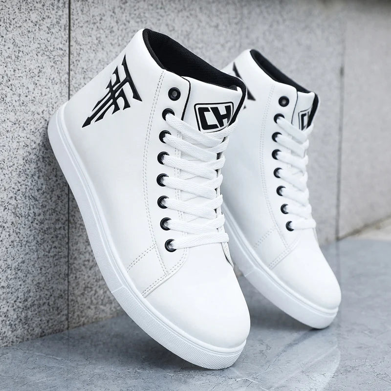 1 Pair of High-Top Men's Board Shoes, Thick Soles for Wear Resistance, Anti-Slip and Easy to Wear, Available in Large Sizes, Ver