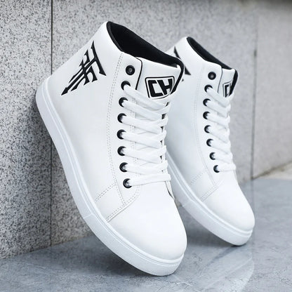 1 Pair of High-Top Men's Board Shoes, Thick Soles for Wear Resistance, Anti-Slip and Easy to Wear, Available in Large Sizes, Ver