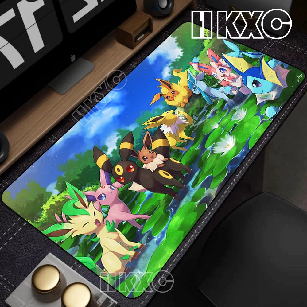 Game Card Pad Gaming Carpet Anime Keyboard Pads Pokemon Eevee Mousepad Gamer Mouse Pads Laptop Extended Desk Mat PC Cabinet Rug