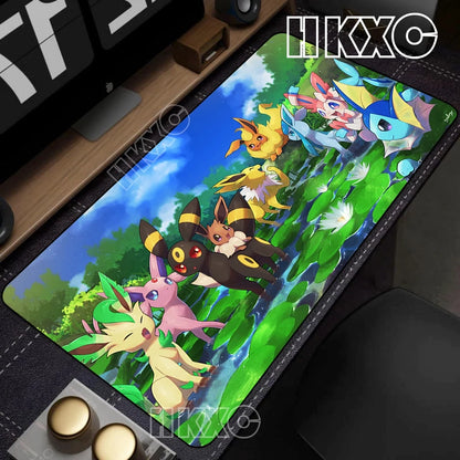 Game Card Pad Gaming Carpet Anime Keyboard Pads Pokemon Eevee Mousepad Gamer Mouse Pads Laptop Extended Desk Mat PC Cabinet Rug