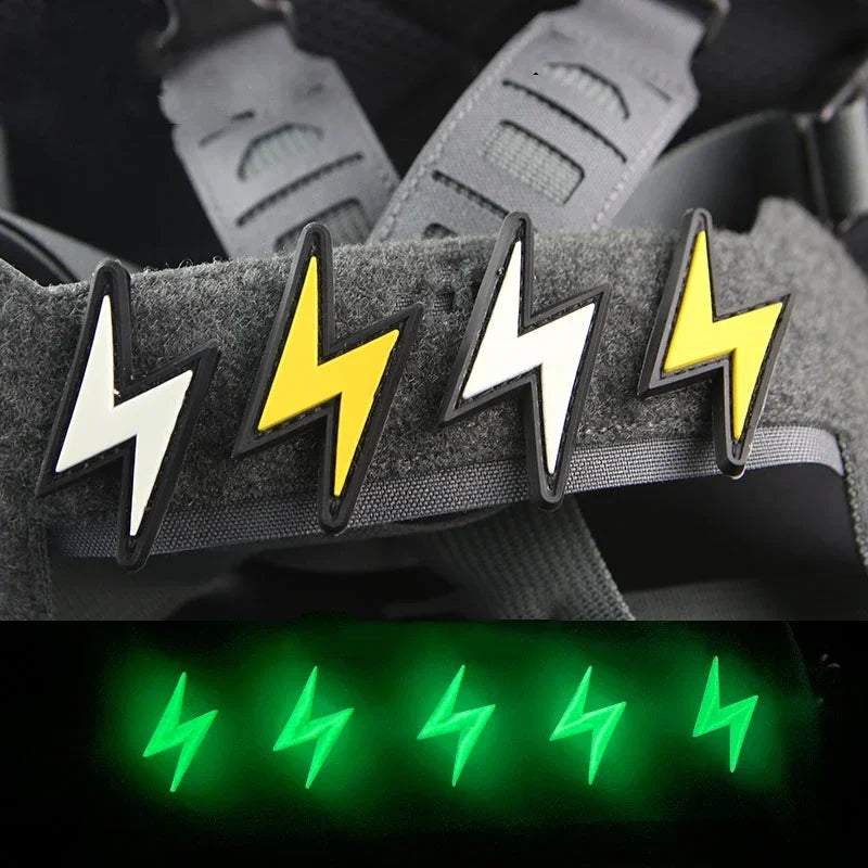 Super Lightning Caution Thunder Glow PVC Patches Tactical Morale Emblem Functional Packaging Decoration Sticker HookLoop Patches