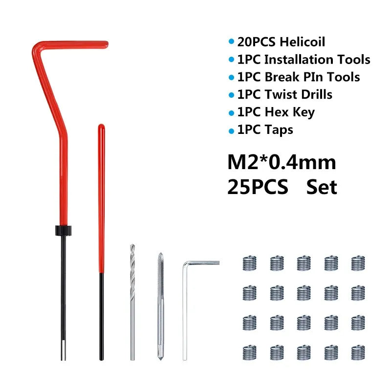 XCAN Thread Repair Kit M3 M4 M5 M6 M8 M10 M12 M14  Screw Thread Inserts For Restoring Damaged Threads Repair Tools Drill Bit