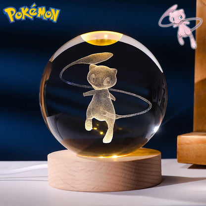 Pokemon 3D Crystal Ball Figure Toys Blastoise Scyther Garchomp Greninja Lugia Ampharos Gengar Glass Ball Night Light Gifts Kids