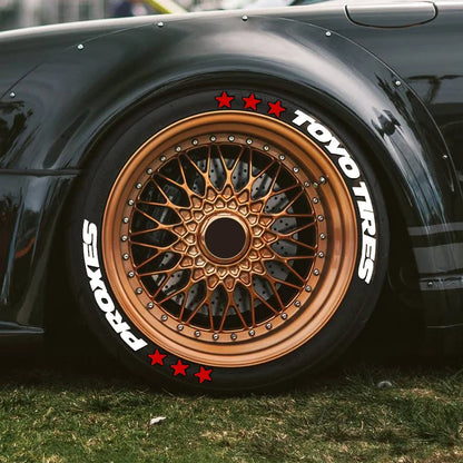 Permanent Tire Lettering Sticker TOYO TIRES PROXES 3D Car Tire Letter for Racing Tires of Waterproof Decals For 4 Wheels