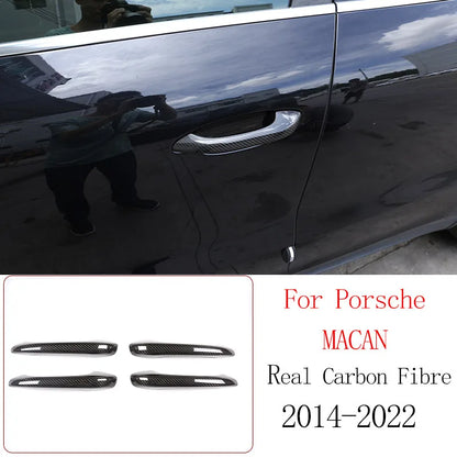 Real Carbon Fiber For Porsche Macan 2014-2020 Inner Door Central Control Gear Panel Cover Door Sill Trim Stickers Accessories