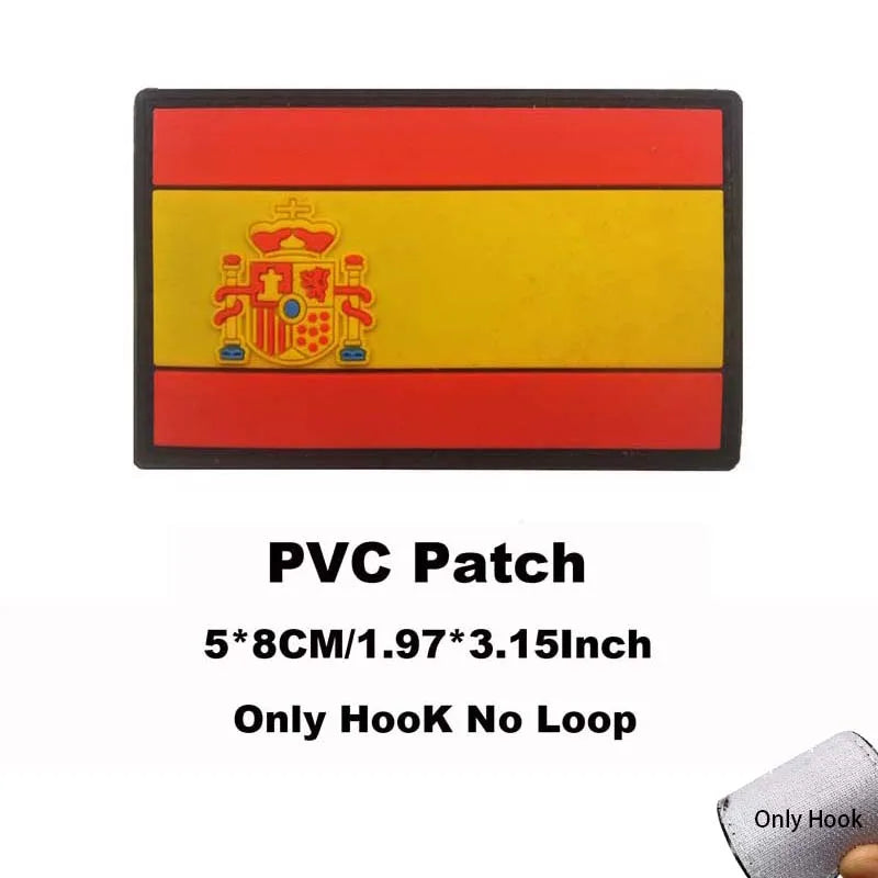 Russia,Poland,Germany,Italy,Spain,France Flags Emblem Military Backpack Badge,3D PVC Rubber Applique Tactical Patches with Hook